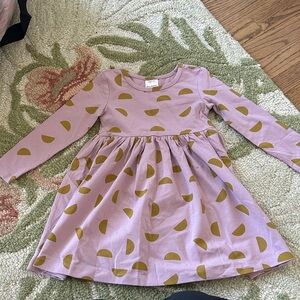 Hanna Andersson Lilac Long-Sleeve Dress with Mustard Semi-Circles